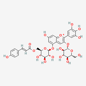 molecular formula C36H37O19+ B1262293 飞燕草素3-O-β-D-葡萄糖苷5-O-(6-香豆酰-β-D-葡萄糖苷) 