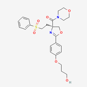 molecular formula C25H30N2O7S B1262296 [(4R)-4-[2-(苯磺酰基)乙基]-2-[4-(3-羟丙氧基)苯基]-5H-恶唑-4-基]-(4-吗啉基)甲酮 