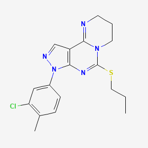 molecular formula C18H20ClN5S B12623092 8-(3-Chloro-4-methylphenyl)-6-(propylsulfanyl)-2,3,4,8-tetrahydropyrazolo[4,3-e]pyrimido[1,2-c]pyrimidine 