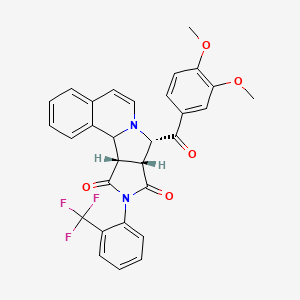 molecular formula C30H23F3N2O5 B12623368 (11S,12R,16S)-11-(3,4-dimethoxybenzoyl)-14-[2-(trifluoromethyl)phenyl]-10,14-diazatetracyclo[8.6.0.02,7.012,16]hexadeca-2,4,6,8-tetraene-13,15-dione 