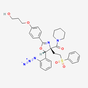 molecular formula C32H35N5O6S B1262360 [(4S,5S)-5-(2-azidophenyl)-4-[2-(benzenesulfonyl)ethyl]-2-[4-(3-hydroxypropoxy)phenyl]-5H-oxazol-4-yl]-(1-piperidinyl)methanone 