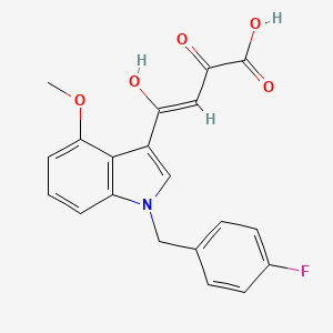 molecular formula C20H16FNO5 B1262373 (Z)-4-[1-[(4-fluorophenyl)methyl]-4-methoxy-indol-3-yl]-2-hydroxy-4-oxo-but-2-enoic acid 