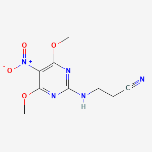 molecular formula C9H11N5O4 B12623944 3-[(4,6-Dimethoxy-5-nitropyrimidin-2-yl)amino]propanenitrile CAS No. 918445-50-8