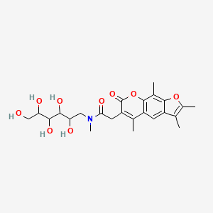 molecular formula C24H31NO9 B12624322 1-deoxy-1-{methyl[(2,3,5,9-tetramethyl-7-oxo-7H-furo[3,2-g]chromen-6-yl)acetyl]amino}hexitol 