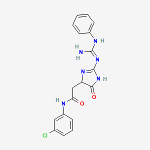 N-(3-chlorophenyl)-2-[5-hydroxy-2-(N'-phenylcarbamimidamido)-4H-imidazol-4-yl]acetamide