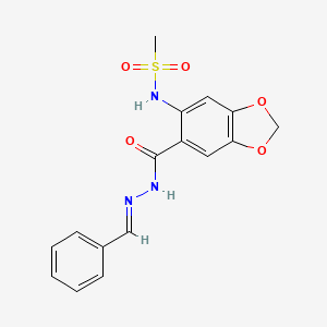 molecular formula C16H15N3O5S B1262449 N-(6-(2-benzylidenehydrazinecarbonyl)benzo[d][1,3]dioxol-5-yl)methanesulfonamide 