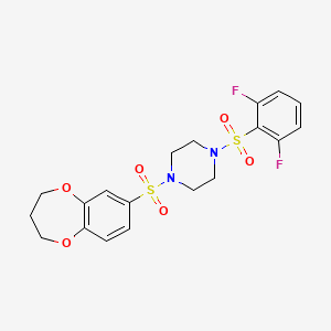 molecular formula C19H20F2N2O6S2 B1262452 1-(2,6-difluorophenyl)sulfonyl-4-(3,4-dihydro-2H-1,5-benzodioxepin-7-ylsulfonyl)piperazine 