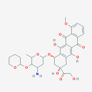 molecular formula C32H37NO12 B1262470 (7S,9S)-7-[4-amino-6-methyl-5-(oxan-2-yloxy)oxan-2-yl]oxy-6,9,11-trihydroxy-9-(2-hydroxyacetyl)-4-methoxy-8,10-dihydro-7H-tetracene-5,12-dione 