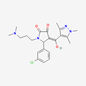 molecular formula C22H27ClN4O3 B12624835 (4E)-5-(3-chlorophenyl)-1-[3-(dimethylamino)propyl]-4-[hydroxy(1,3,5-trimethyl-1H-pyrazol-4-yl)methylidene]pyrrolidine-2,3-dione 