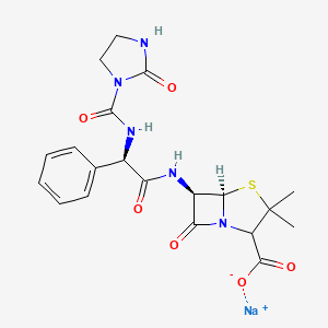 molecular formula C20H22N5NaO6S B1262485 sodium;(5R,6R)-3,3-dimethyl-7-oxo-6-[[(2R)-2-[(2-oxoimidazolidine-1-carbonyl)amino]-2-phenylacetyl]amino]-4-thia-1-azabicyclo[3.2.0]heptane-2-carboxylate 