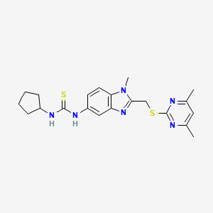 1-cyclopentyl-3-(2-{[(4,6-dimethylpyrimidin-2-yl)sulfanyl]methyl}-1-methyl-1H-benzimidazol-5-yl)thiourea