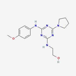 molecular formula C16H22N6O2 B1262497 2-[[4-(4-甲氧基苯胺基)-6-(1-吡咯烷基)-1,3,5-三嗪-2-基]氨基]乙醇 