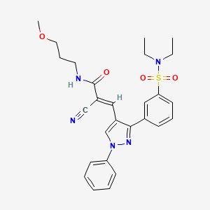 (2E)-2-cyano-3-{3-[3-(diethylsulfamoyl)phenyl]-1-phenyl-1H-pyrazol-4-yl}-N-(3-methoxypropyl)prop-2-enamide