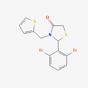 molecular formula C14H11Br2NOS2 B1262551 2-(2,6-Dibromophenyl)-3-(2-thienylmethyl)thiazolidin-4-one 