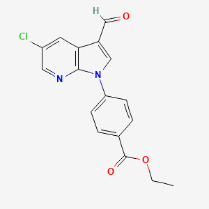 molecular formula C17H13ClN2O3 B12625621 Benzoic acid, 4-(5-chloro-3-formyl-1H-pyrrolo[2,3-b]pyridin-1-yl)-, ethyl ester 