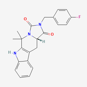 molecular formula C22H20FN3O2 B1262629 (15S)-13-[(4-氟苯基)甲基]-10,10-二甲基-8,11,13-三氮杂四环[7.7.0.0²,⁷.0¹¹,¹⁵]十六烷-1(9),2,4,6-四烯-12,14-二酮 