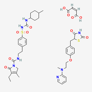 molecular formula C46H57N7O12S2 B1262634 Glimepiride mixture with rosiglitazone maleate CAS No. 1019201-23-0