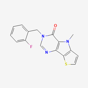 molecular formula C16H12FN3OS B1262650 3-[(2-Fluorophenyl)methyl]-5-methyl-4-thieno[3,4]pyrrolo[1,3-d]pyrimidinone 