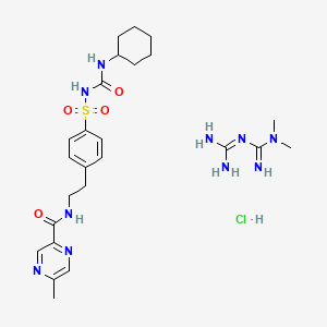 molecular formula C25H39ClN10O4S B1262667 Glipizide and metformin hydrochloride CAS No. 869289-66-7