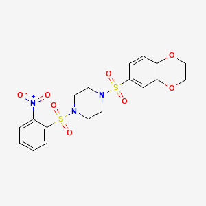 molecular formula C18H19N3O8S2 B1262690 1-(2,3-二氢-1,4-苯并二氧杂环-6-磺酰基)-4-(2-硝基苯基)磺酰基哌嗪 