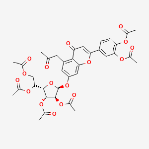 [2-acetyloxy-2-[(2S,3R,4S,5S)-3,4-diacetyloxy-5-[2-(3,4-diacetyloxyphenyl)-4-oxo-5-(2-oxopropyl)chromen-7-yl]oxyoxolan-2-yl]ethyl] acetate