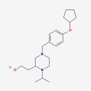 2-[4-[(4-Cyclopentyloxyphenyl)methyl]-1-propan-2-yl-2-piperazinyl]ethanol