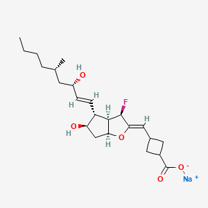 molecular formula C23H34FNaO5 B1262775 3alpha-[[[(3abeta,6abeta)-Hexahydro-3alpha-fluoro-5alpha-hydroxy-4beta-[(1E,3S,5S)-3-hydroxy-5-methyl-1-nonenyl]-2H-cyclopenta[b]furan]-2-ylidene]methyl]cyclobutane-1beta-carboxylic acid sodium salt 