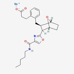 molecular formula C25H31N2NaO5 B1262776 sodium;3-[2-[[(1R,2R,3S,4R)-3-[4-(pentylcarbamoyl)-1,3-oxazol-2-yl]-7-oxabicyclo[2.2.1]heptan-2-yl]methyl]phenyl]propanoate 