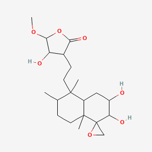 molecular formula C21H34O7 B1262778 3-[2-(6,7-dihydroxy-1,2,4a-trimethyl-1-spiro[3,4,6,7,8,8a-hexahydro-2H-naphthalene-5,2'-oxirane]yl)ethyl]-4-hydroxy-5-methoxy-2-oxolanone 