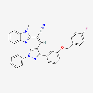 (2Z)-3-(3-{3-[(4-fluorobenzyl)oxy]phenyl}-1-phenyl-1H-pyrazol-4-yl)-2-(1-methyl-1H-benzimidazol-2-yl)prop-2-enenitrile