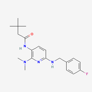 molecular formula C20H27FN4O B12628046 N-[2-(Dimethylamino)-6-[[(4-fluorophenyl)methyl]amino]-3-pyridinyl]-3,3-dimethylbutanamide CAS No. 1160932-37-5