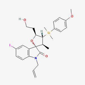 molecular formula C26H32INO4Si B1262829 (3S,3'S,4'R,5'S)-5'-(2-羟乙基)-5-碘-4'-[(4-甲氧苯基)-二甲基甲硅烷基]-3'-甲基-1-丙-2-烯基-2-螺[吲哚-3,2'-氧杂环丁烷]酮 