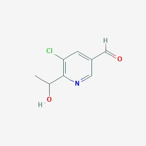 molecular formula C8H8ClNO2 B12628403 5-Chloro-6-(1-hydroxyethyl)pyridine-3-carbaldehyde 