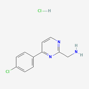 molecular formula C11H11Cl2N3 B12628478 (4-(4-Chlorophenyl)pyrimidin-2-YL)methanamine hydrochloride CAS No. 1196145-75-1