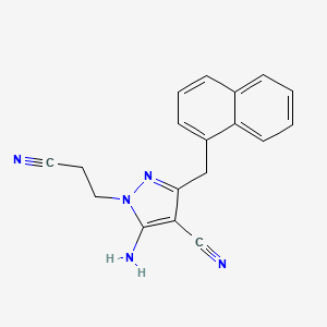 molecular formula C18H15N5 B1262876 5-Amino-1-(2-cyanoethyl)-3-(1-naphthalenylmethyl)-4-pyrazolecarbonitrile 