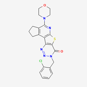 13-[(2-Chlorophenyl)methyl]-7-morpholin-4-yl-10-thia-8,13,14,15-tetrazatetracyclo[7.7.0.02,6.011,16]hexadeca-1(9),2(6),7,11(16),14-pentaen-12-one