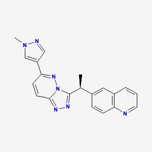 molecular formula C20H17N7 B1262892 6-{(1S)-1-[6-(1-methyl-1H-pyrazol-4-yl)[1,2,4]triazolo[4,3-b]pyridazin-3-yl]ethyl}quinoline 