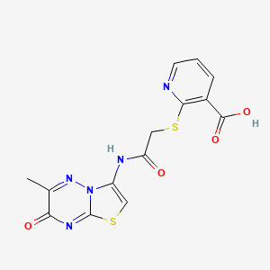 2-({2-[(6-methyl-7-oxo-7H-[1,3]thiazolo[3,2-b][1,2,4]triazin-3-yl)amino]-2-oxoethyl}sulfanyl)pyridine-3-carboxylic acid