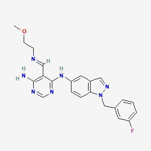 5-Pyrimidinecarboxaldehyde, 4-amino-6-[[1-[(3-fluorophenyl)methyl]-1H-indazol-5-yl]amino]-, O-(2-methoxyethyl)oxime, [C(E)]-