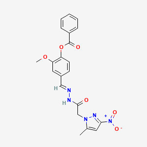 2-methoxy-4-[(E)-{2-[(5-methyl-3-nitro-1H-pyrazol-1-yl)acetyl]hydrazinylidene}methyl]phenyl benzoate