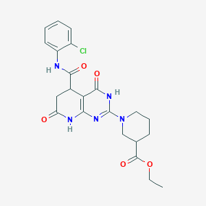 molecular formula C22H24ClN5O5 B12630331 Ethyl 1-{5-[(2-chlorophenyl)carbamoyl]-4-hydroxy-7-oxo-5,6,7,8-tetrahydropyrido[2,3-d]pyrimidin-2-yl}piperidine-3-carboxylate 