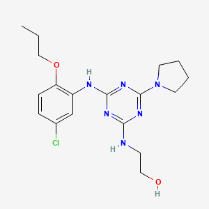 molecular formula C18H25ClN6O2 B1263035 2-[[4-(5-氯-2-丙氧基苯胺)-6-(1-吡咯烷基)-1,3,5-三嗪-2-基]氨基]乙醇 