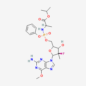 propan-2-yl 2-[[[(4R)-5-(2-amino-6-methoxypurin-9-yl)-4-fluoro-3-hydroxy-4-methyloxolan-2-yl]methoxy-phenoxyphosphoryl]amino]propanoate