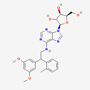 molecular formula C27H31N5O6 B1263108 (2R,4R,5R)-2-[6-[[2-(3,5-dimethoxyphenyl)-2-(2-methylphenyl)ethyl]amino]purin-9-yl]-5-(hydroxymethyl)oxolane-3,4-diol 
