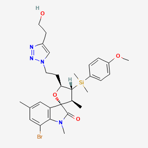 molecular formula C29H37BrN4O4Si B1263115 (3S,3'S,4'R,5'S)-7-溴-5'-[2-[4-(2-羟乙基)-1-三唑基]乙基]-4'-[(4-甲氧苯基)-二甲基甲硅烷基]-1,3',5-三甲基-2-螺[吲哚-3,2'-噁唑烷]-酮 