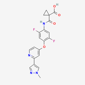 molecular formula C20H16F2N4O4 B12631191 Cyclopropanecarboxylic acid, 1-[[[2,5-difluoro-4-[[2-(1-methyl-1H-pyrazol-4-yl)-4-pyridinyl]oxy]phenyl]amino]carbonyl]- 