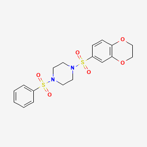 molecular formula C18H20N2O6S2 B1263131 1-(苯磺酰基)-4-(2,3-二氢-1,4-苯并二氧杂环-6-磺酰基)哌嗪 