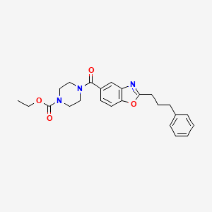 molecular formula C24H27N3O4 B1263144 4-[氧代-[2-(3-苯丙基)-1,3-苯并恶唑-5-基]甲基]-1-哌嗪羧酸乙酯 