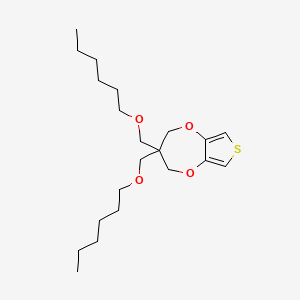 molecular formula C21H36O4S B12631533 3,3-Bis[(hexyloxy)methyl]-3,4-dihydro-2H-thieno[3,4-b][1,4]dioxepine CAS No. 918536-90-0