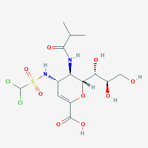 molecular formula C14H22Cl2N2O9S B1263164 (2R,3R,4S)-4-(dichloromethylsulfonylamino)-3-(2-methylpropanoylamino)-2-[(1R,2R)-1,2,3-trihydroxypropyl]-3,4-dihydro-2H-pyran-6-carboxylic acid 